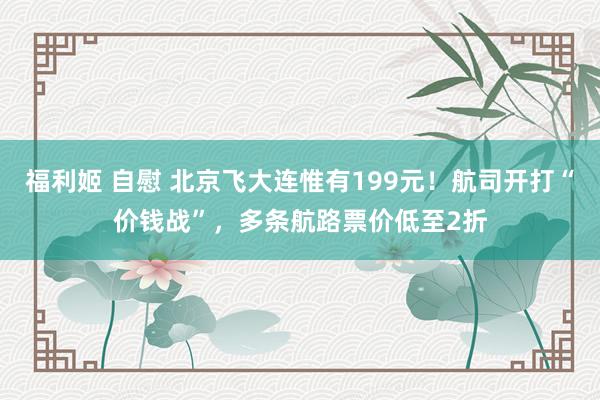 福利姬 自慰 北京飞大连惟有199元！航司开打“价钱战”，多条航路票价低至2折