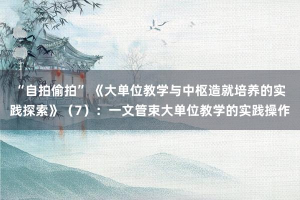 “自拍偷拍” 《大单位教学与中枢造就培养的实践探索》（7）：一文管束大单位教学的实践操作
