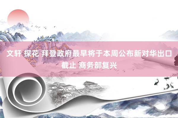 文轩 探花 拜登政府最早将于本周公布新对华出口截止 商务部复兴
