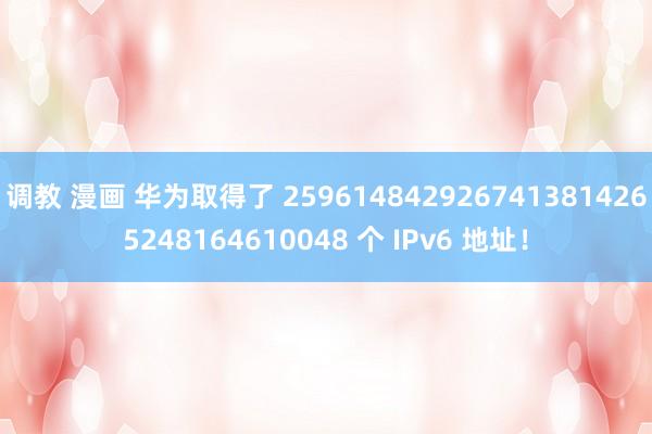 调教 漫画 华为取得了 2596148429267413814265248164610048 个 IPv6 地址！