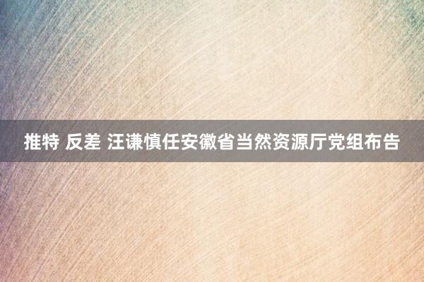 推特 反差 汪谦慎任安徽省当然资源厅党组布告