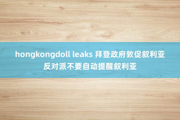 hongkongdoll leaks 拜登政府敦促叙利亚反对派不要自动提醒叙利亚