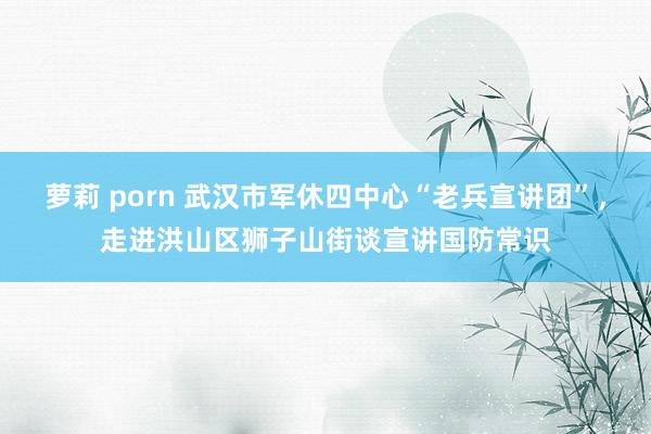萝莉 porn 武汉市军休四中心“老兵宣讲团”，走进洪山区狮子山街谈宣讲国防常识