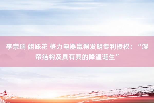 李宗瑞 姐妹花 格力电器赢得发明专利授权：“湿帘结构及具有其的降温诞生”