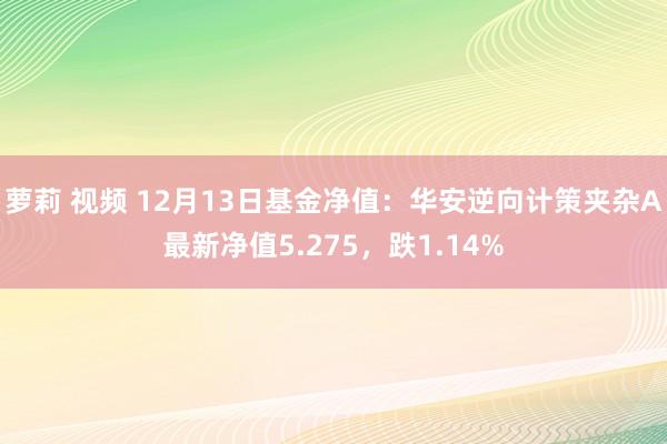 萝莉 视频 12月13日基金净值：华安逆向计策夹杂A最新净值5.275，跌1.14%