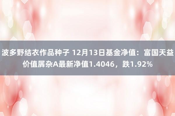 波多野结衣作品种子 12月13日基金净值：富国天益价值羼杂A最新净值1.4046，跌1.92%