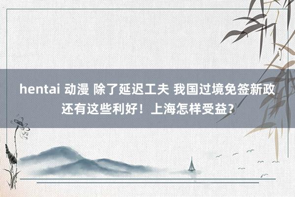 hentai 动漫 除了延迟工夫 我国过境免签新政还有这些利好！上海怎样受益？