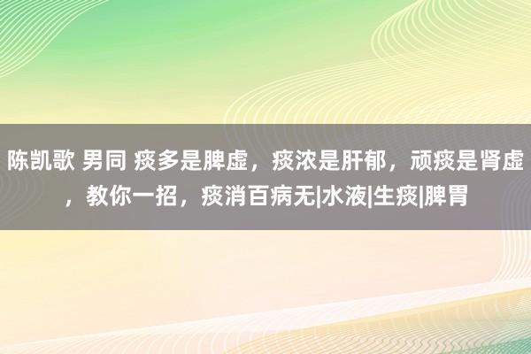陈凯歌 男同 痰多是脾虚，痰浓是肝郁，顽痰是肾虚，教你一招，痰消百病无|水液|生痰|脾胃
