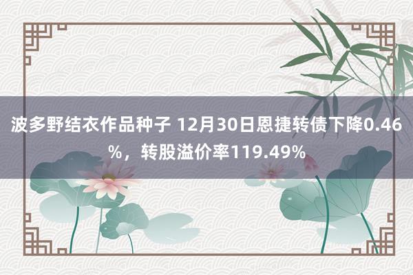 波多野结衣作品种子 12月30日恩捷转债下降0.46%，转股溢价率119.49%