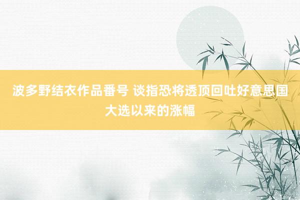波多野结衣作品番号 谈指恐将透顶回吐好意思国大选以来的涨幅