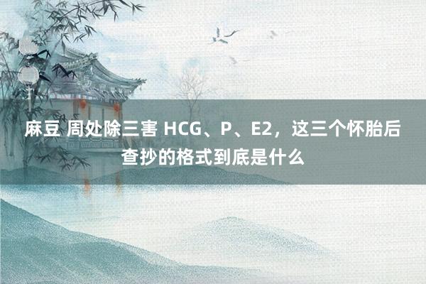 麻豆 周处除三害 HCG、P、E2，这三个怀胎后查抄的格式到底是什么