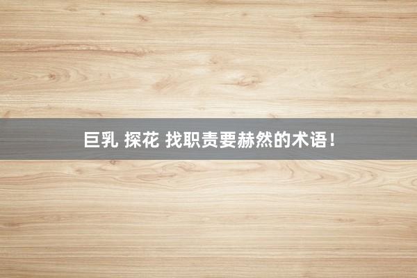 巨乳 探花 找职责要赫然的术语！