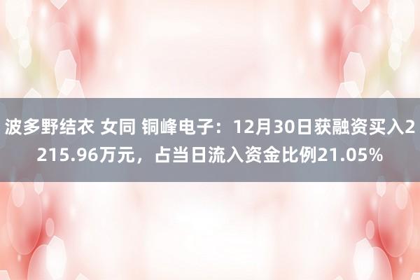 波多野结衣 女同 铜峰电子：12月30日获融资买入2215.96万元，占当日流入资金比例21.05%