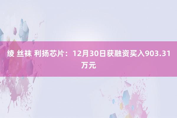 绫 丝袜 利扬芯片：12月30日获融资买入903.31万元