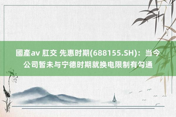 國產av 肛交 先惠时期(688155.SH)：当今公司暂未与宁德时期就换电限制有勾通