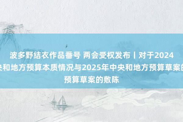 波多野结衣作品番号 两会受权发布丨对于2024年中央和地方预算本质情况与2025年中央和地方预算草案的敷陈