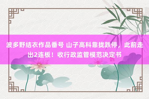 波多野结衣作品番号 山子高科靠拢跌停，此前走出2连板！收行政监管模范决定书
