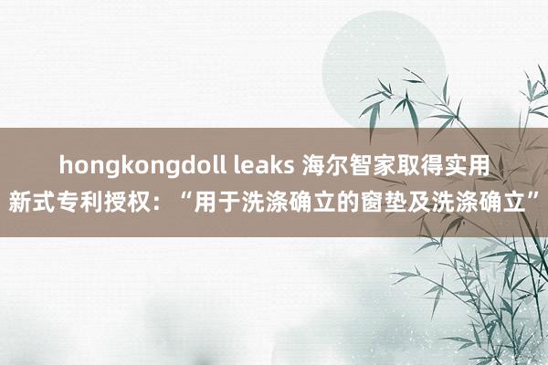hongkongdoll leaks 海尔智家取得实用新式专利授权：“用于洗涤确立的窗垫及洗涤确立”