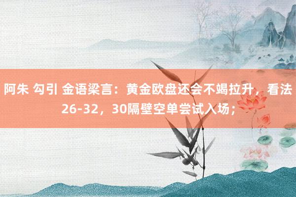 阿朱 勾引 金语梁言：黄金欧盘还会不竭拉升，看法26-32，30隔壁空单尝试入场；