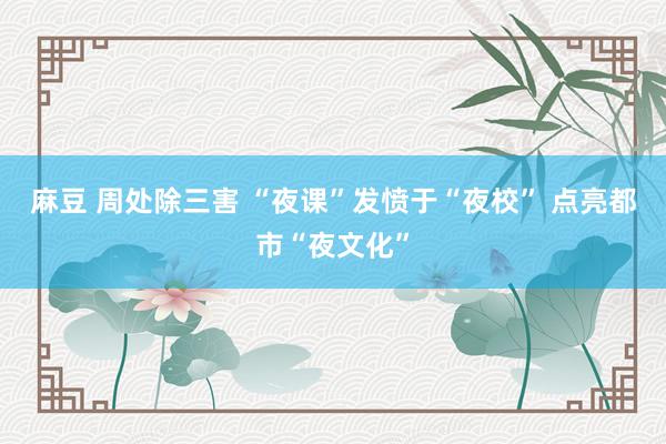 麻豆 周处除三害 “夜课”发愤于“夜校” 点亮都市“夜文化”