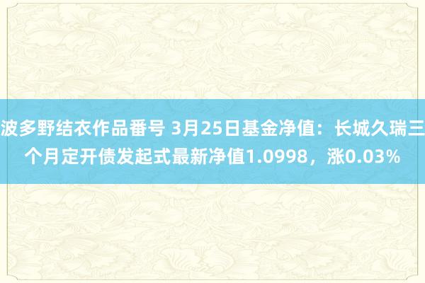 波多野结衣作品番号 3月25日基金净值：长城久瑞三个月定开债发起式最新净值1.0998，涨0.03%