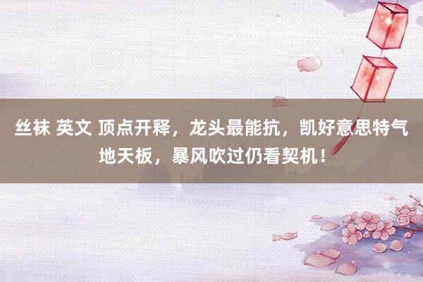 丝袜 英文 顶点开释，龙头最能抗，凯好意思特气地天板，暴风吹过仍看契机！