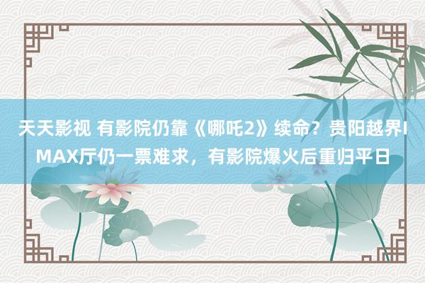 天天影视 有影院仍靠《哪吒2》续命？贵阳越界IMAX厅仍一票难求，有影院爆火后重归平日