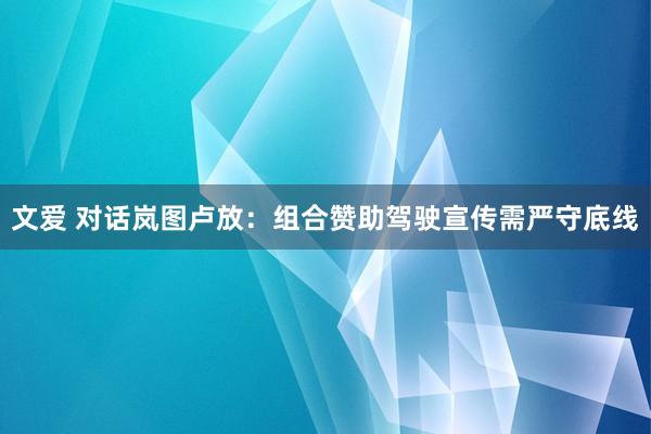 文爱 对话岚图卢放：组合赞助驾驶宣传需严守底线