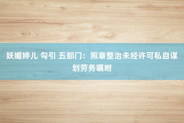 妖媚婷儿 勾引 五部门：照章整治未经许可私自谋划劳务嘱咐